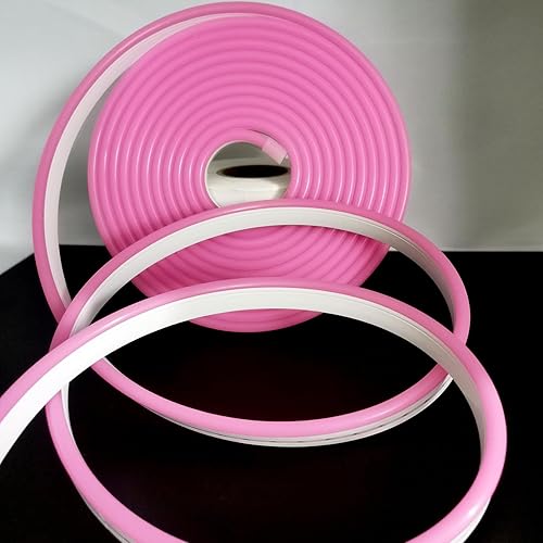 Miniatura 2 de Cuerda de luz LED de neón, 16.4 pies, impermeable, rosa, SMD2835 500 LED, 12 V CC, construcción de silicona flexible, cortable y regulable, adecuada
