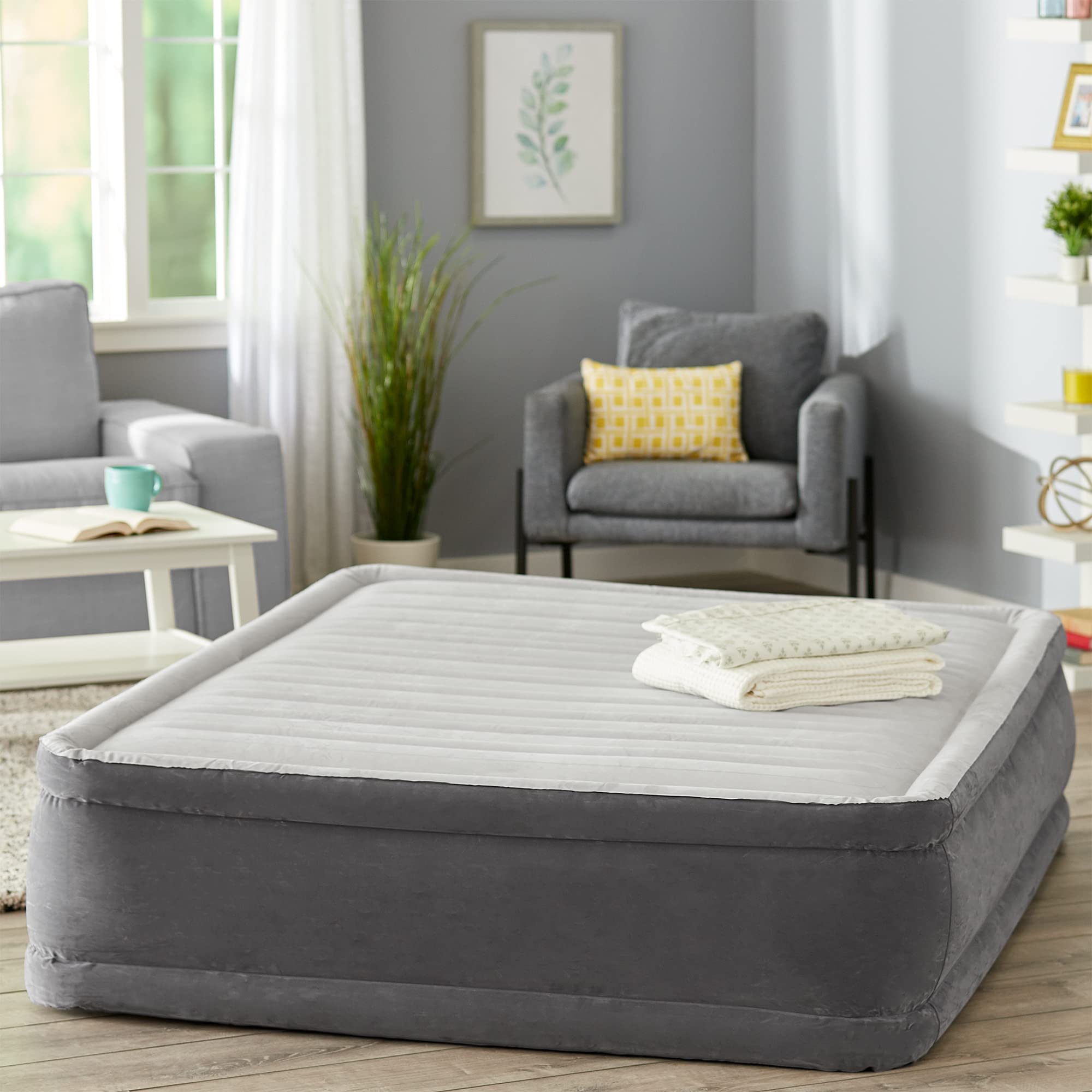 INTEX Dura-Beam Deluxe エアベッド クイーン 18インチ Intex Queen Deluxe Dura-Beam Airbed | Inflatable Raised 18