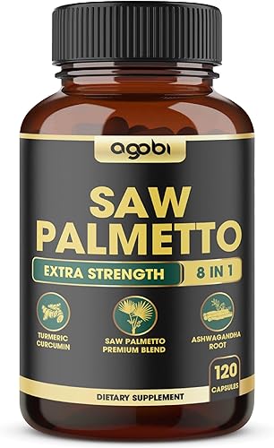 Suplemento de apoyo para la próstata de palma enana americana 8 en 1 con ashwagandha, cúrcuma, jengibre, hoja de ortiga, albahaca sagrada y más –