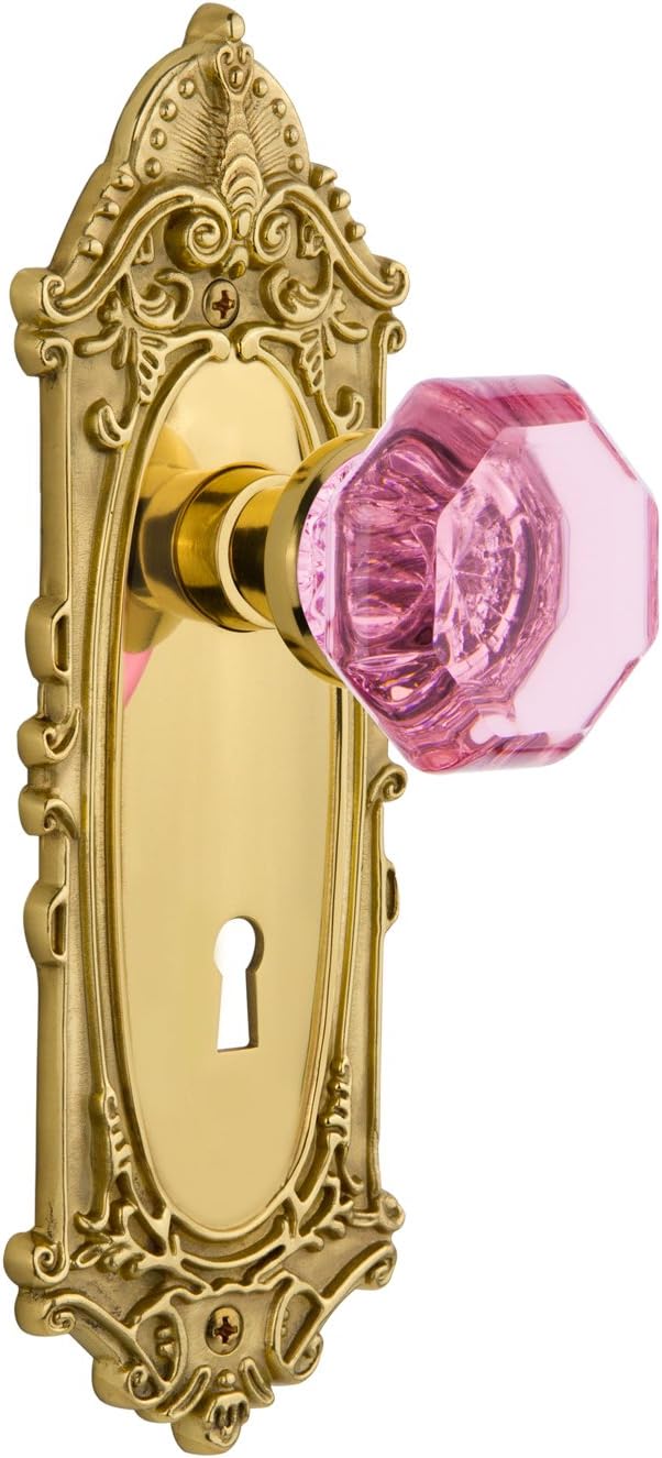 Nostalgic Warehouse 723071 Victorian Plate with Keyhole Single Dummy Waldorf Pink Door Knob in Antique Pewter