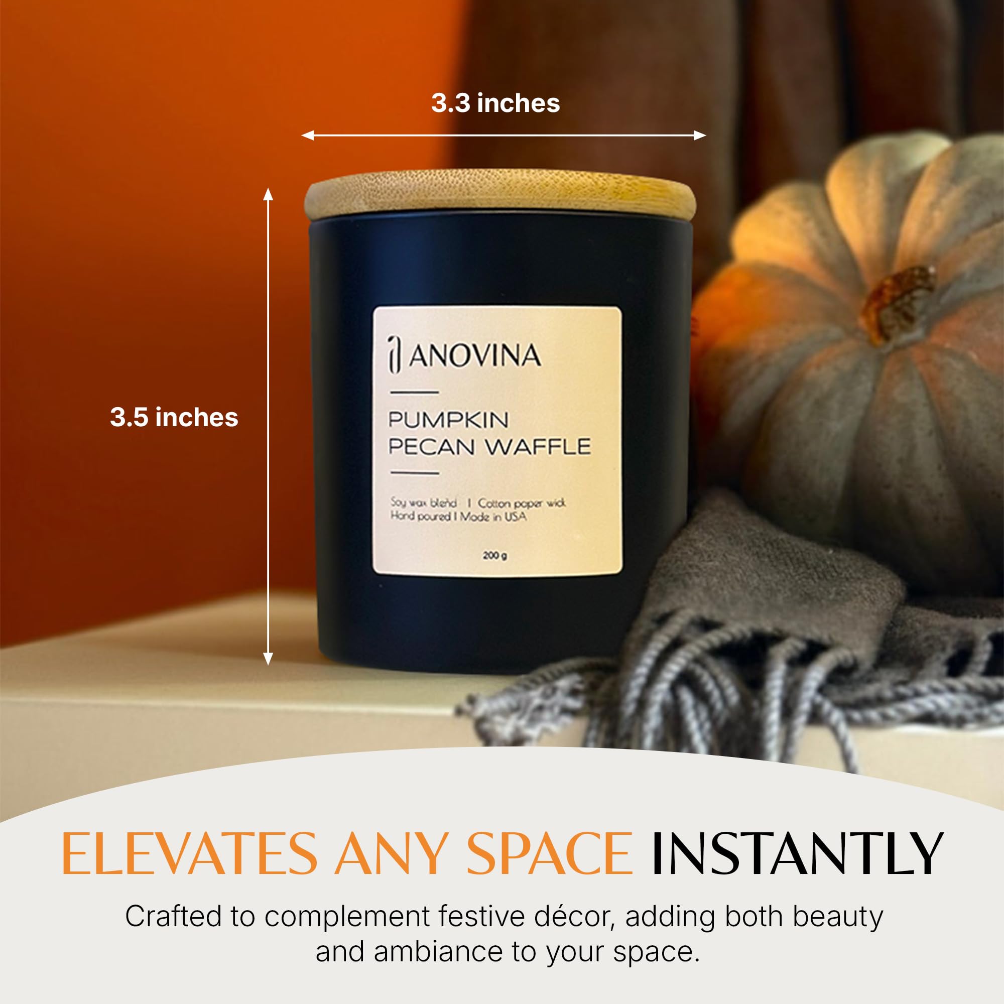 Experimenta la magia navideña con la vela perfumada de gofre de calabaza y nueces hecha en Estados Unidos, mezcla de cera de soja prémium con caja de regalo, perfecta para regalar