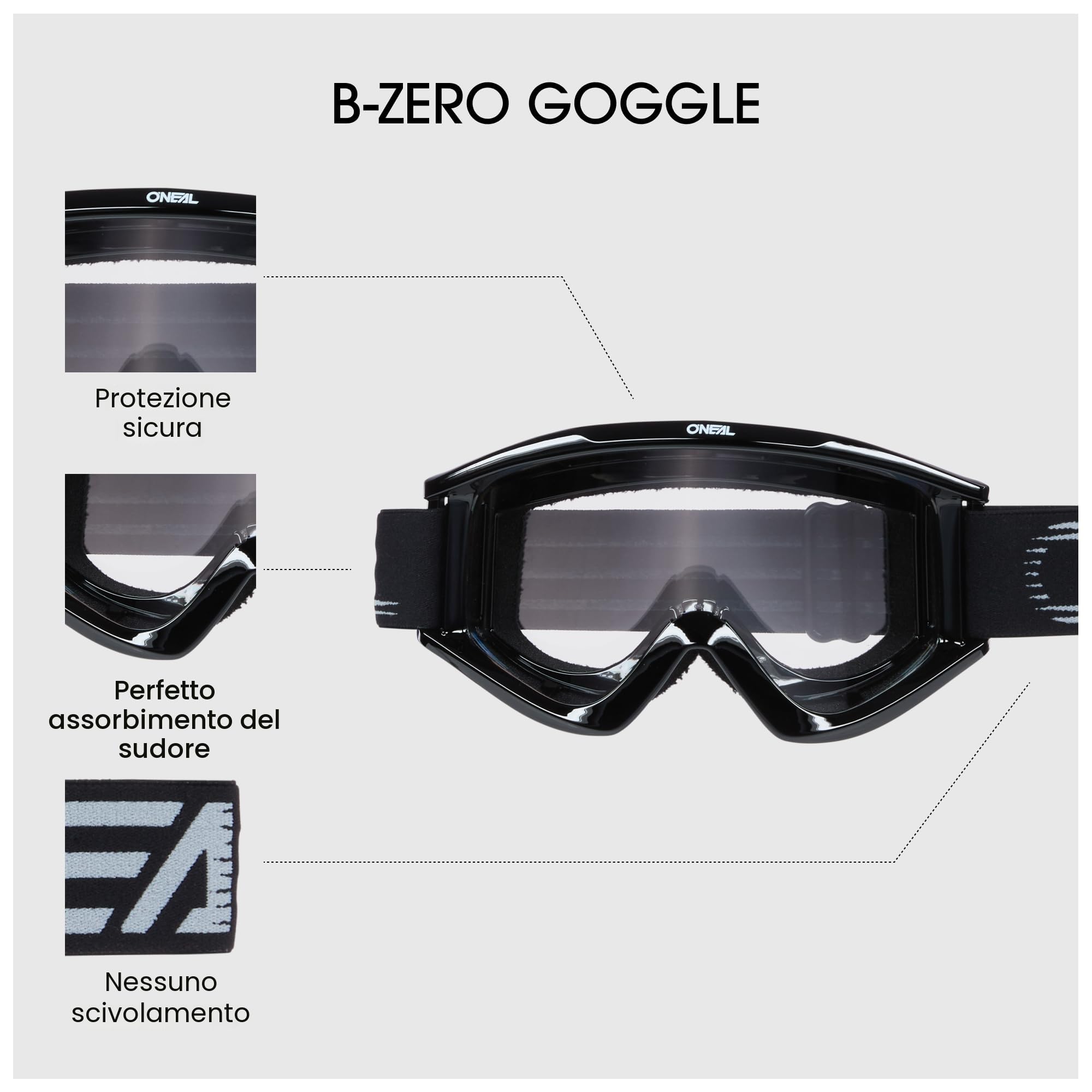 O'NEAL Occhiali da motocross Occhiali da ciclismo Uomo Donna B-Zero Goggle I MX MTB DH FR I Occhiali da moto Protezione UV 100% I Lenti resistenti agli urti e ai graffi I Taglia unica