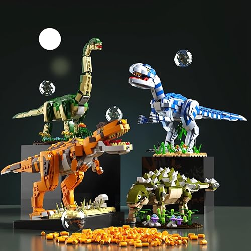 Miniatura 6 de LEQUMOC L006, dinosaurio en juegos de construcción, Giganotosaurus Jurassic, Dino World Park, juego para niños y niñas, a partir de 4 años, 656