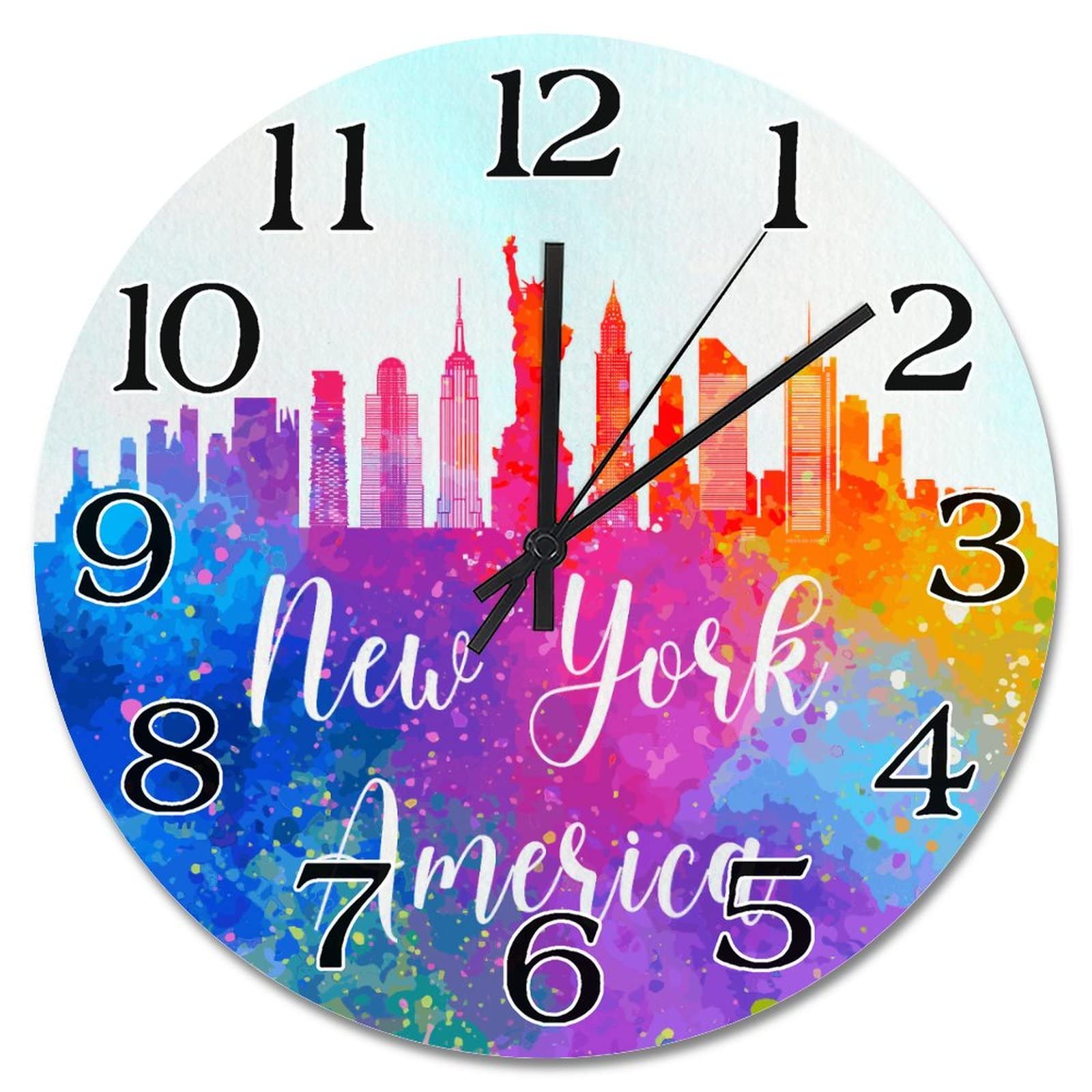 Horloge aquarelle de New York ronde 38,1 cm pour retrouver le calme du salon