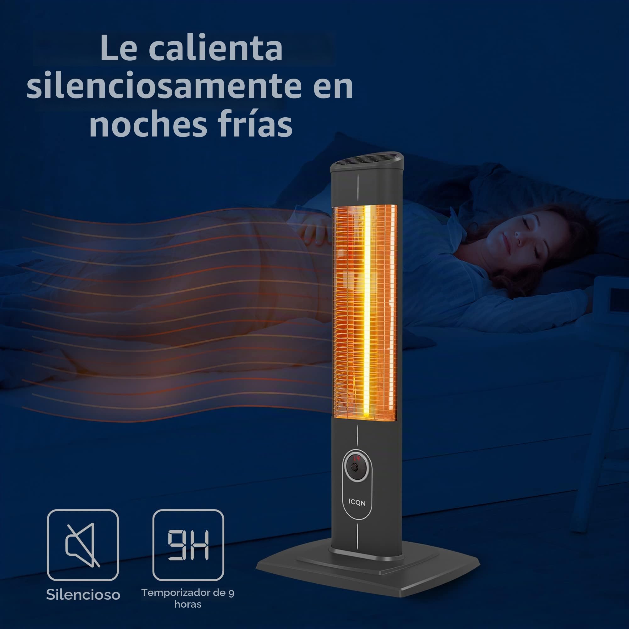 ICQN Calentador de pie con control remoto | Infrarrojo | Calefacción por infrarrojos para uso interior y exterior. Calentador de estacionamiento | Unidad de piso | IP20 | Pantalla digital | IC2500.RB