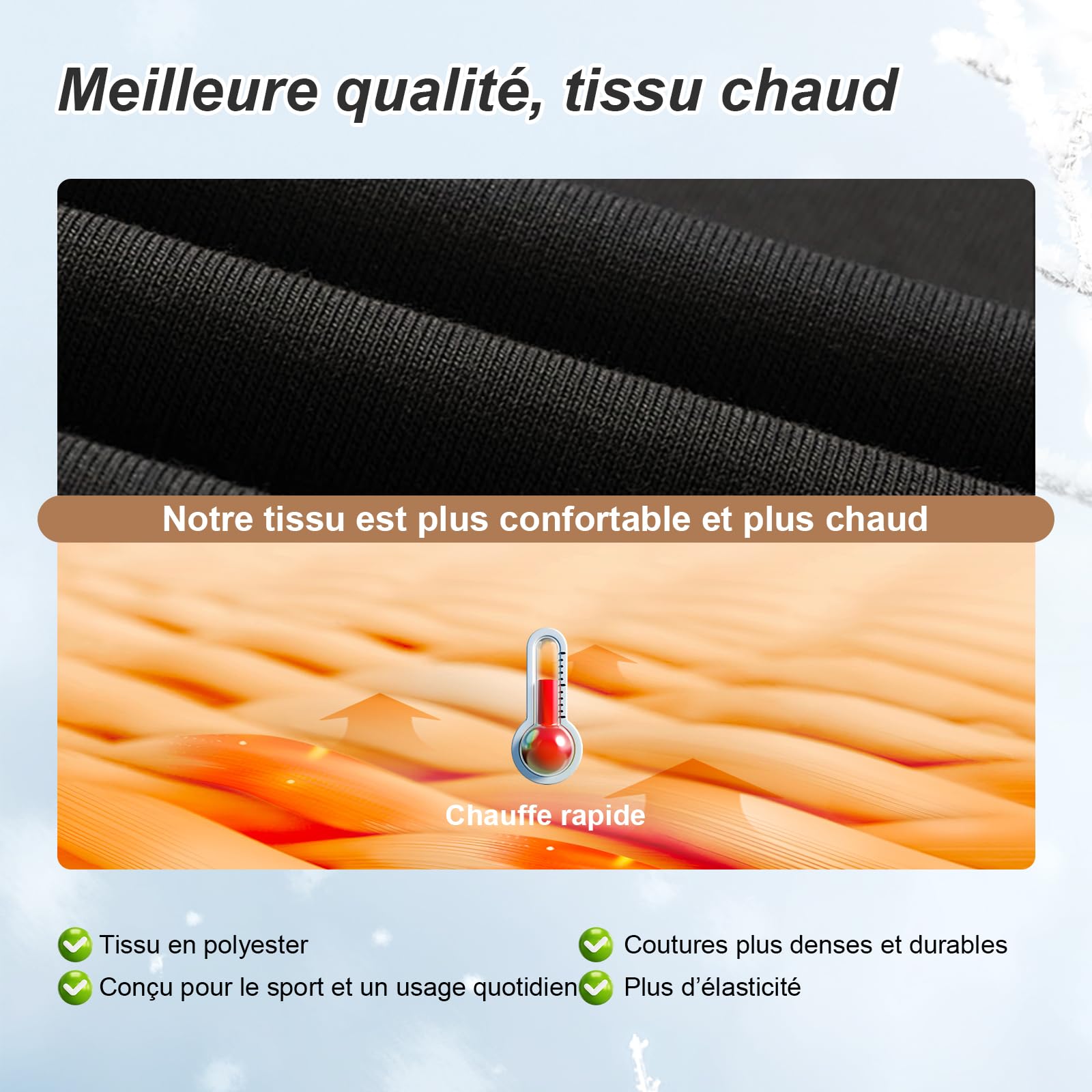 Channo Homme Ensemble de sous-Vêtements Thermiques : Haut à Manches Longues et Pantalon Thermique pour Le Sport en Hiver