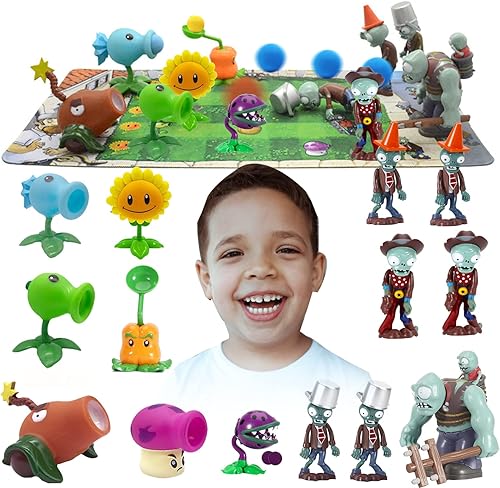 Plantas Zombies 2 juguetes 14 piezas, incluyendo mapa de batalla, juguetes zombies de Navidad y Halloween, juguetes de PVZ, suministros de fiesta