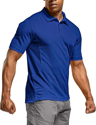 CQR Camiseta polo táctica para hombre, de manga corta, ligera y con Dry Fit, tela piqué, FPU 50+, para exteriores