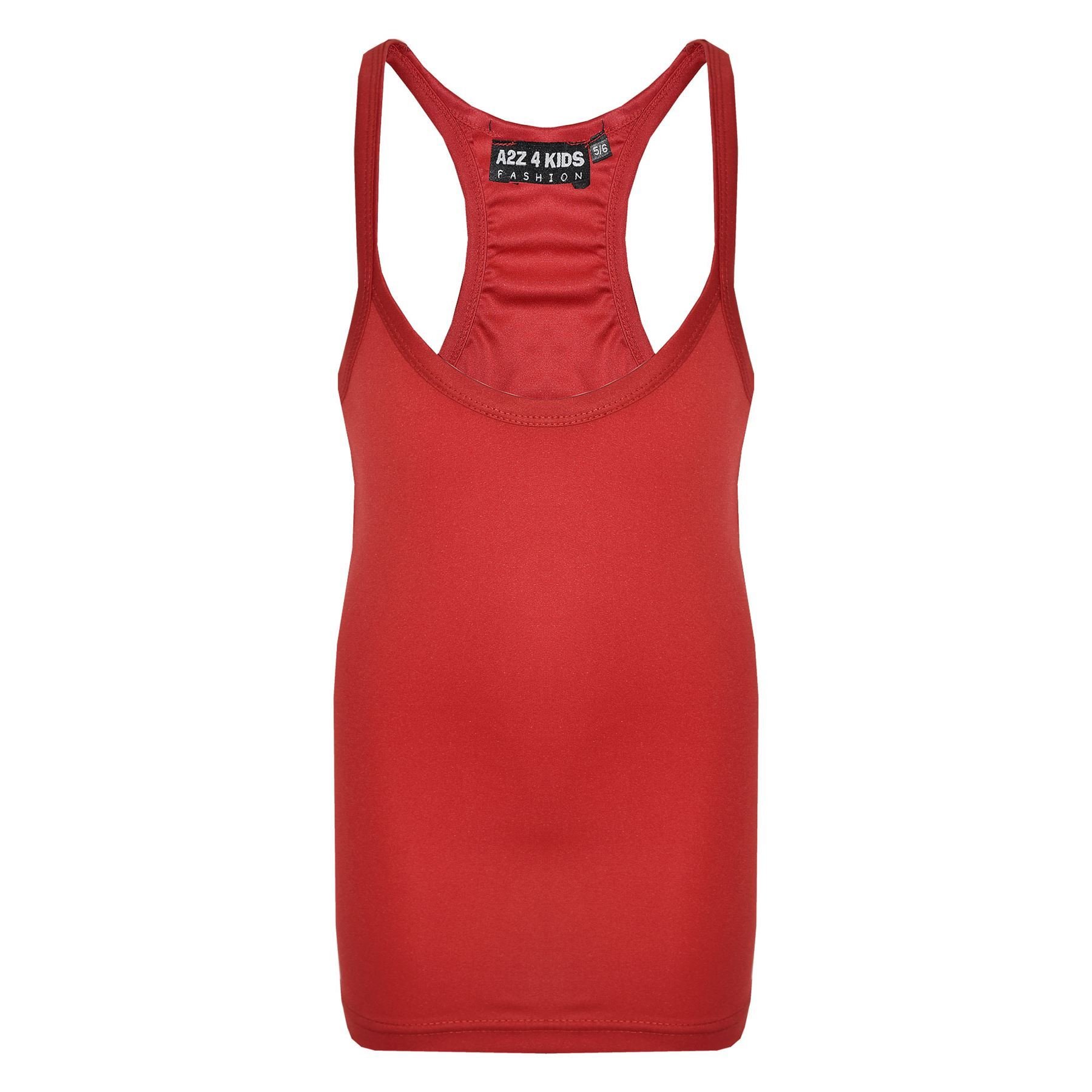 Kids Girls Childrens Vest Top - Racer Vest Red 7-8