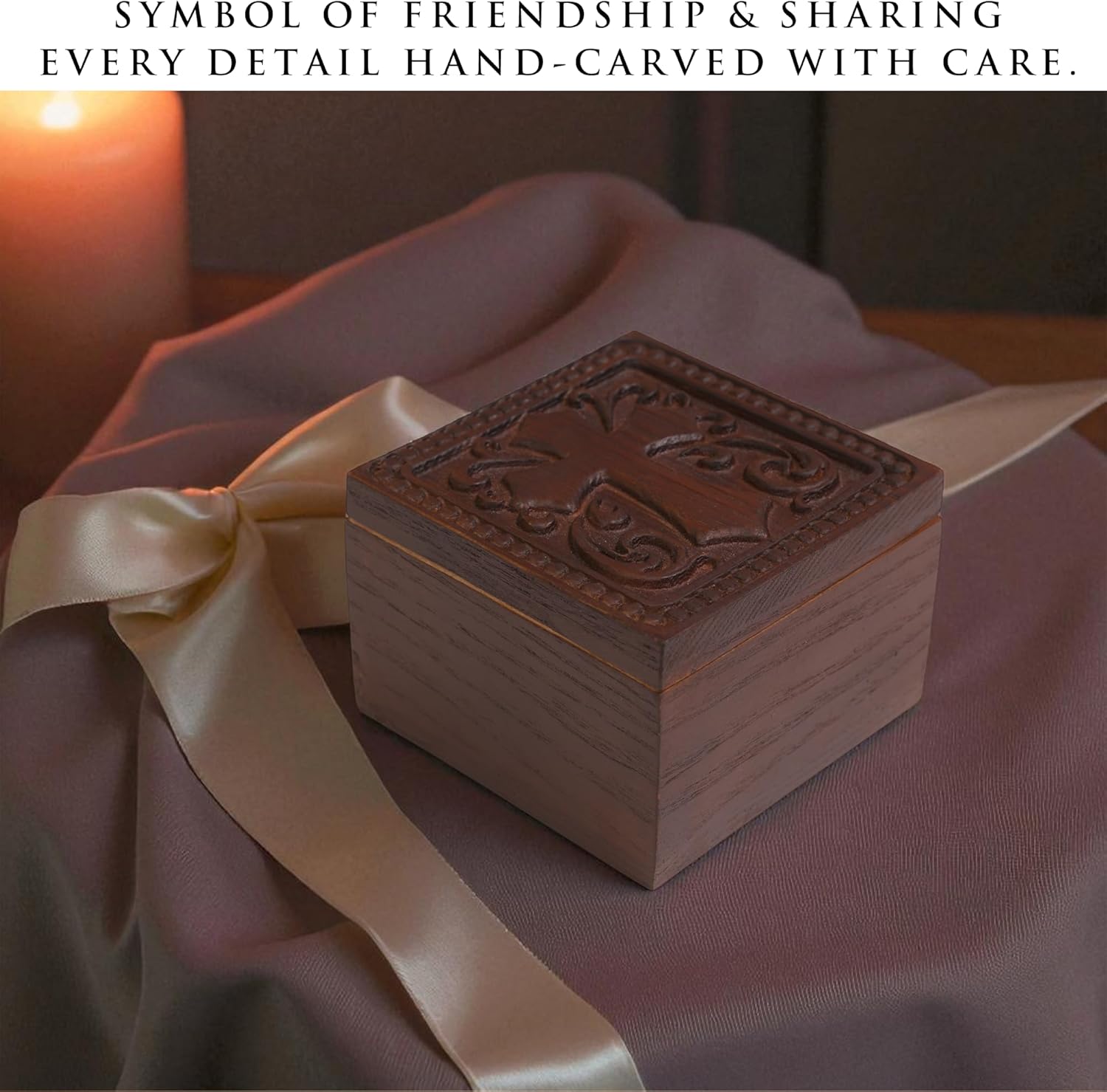 Hand-Carved Wooden Cross Keepsake Box – Christian Prayer Box, Rosary Holder & Religious Jewelry Box, Catholic Gift for Women & Men, Baptism, Confirmation, Memorial & Sympathy Gift - Image 5