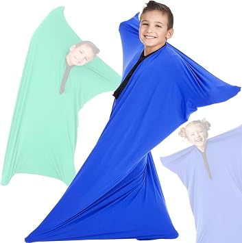 OUTREE Sensory Body Sock for Kids, Full Body Sock Provides Deep Pressure Input, Relaxing Sensory Toys for Autistic Children with A Carrying Bag Medium 4727 Blue
