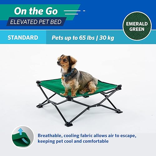 Miniatura 3 de COOLAROO On the Go - Cama elevada refrescante para perros, portátil para viajes y campamentos, plegable para almacenamiento, estándar, verde