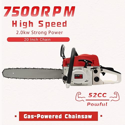 Miniatura 5 de Motosierra de 52CC 2KW 20In Motosierra de gasolina Motosierra de gas para cortar madera adecuada para madera forestal jardín y uso de corte de granja