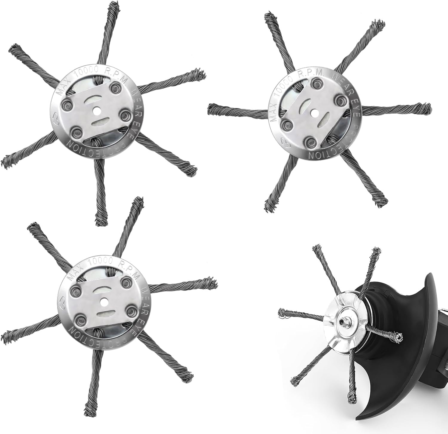 4 Pcs Wire Weed Trimmer Head, 6 inch Weed Eater Wire Head for Cordless String Trimmer with 0.2inch Bore, 2025 Universal Steel Wire Trimmer Head for Weed Wacker