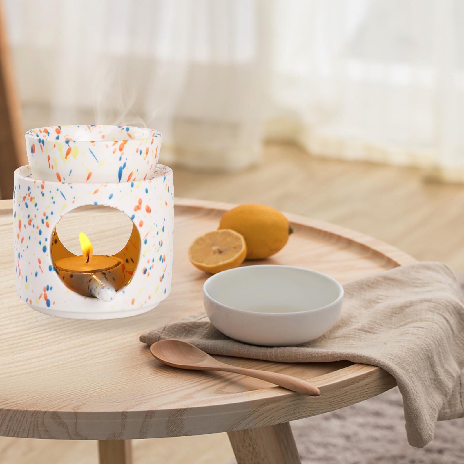 Keramische aromatherapie brander, keramische theekachel warmer set