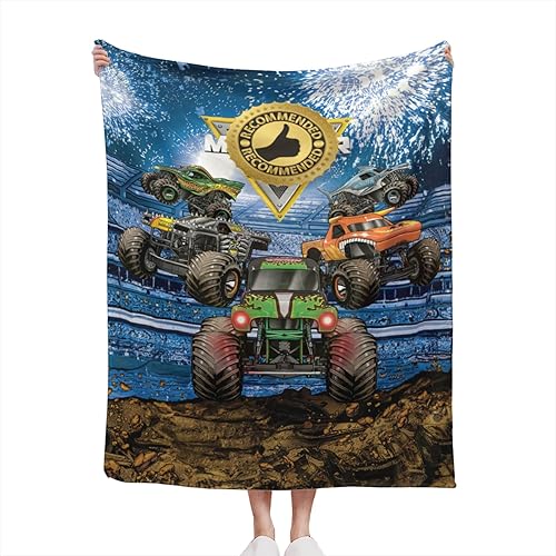Manta de camión monstruo gruesa de franela súper suave, manta de cama de 50 x 40 pulgadas para decoración de sofá, cama, dormitorio, mantas de aire