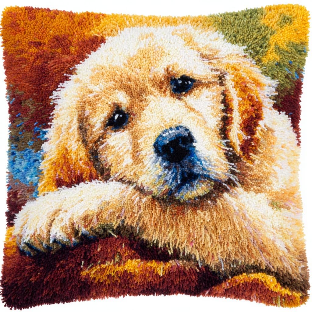 WallustrioaW Latch Hook Cushion Kit,Animal Dog