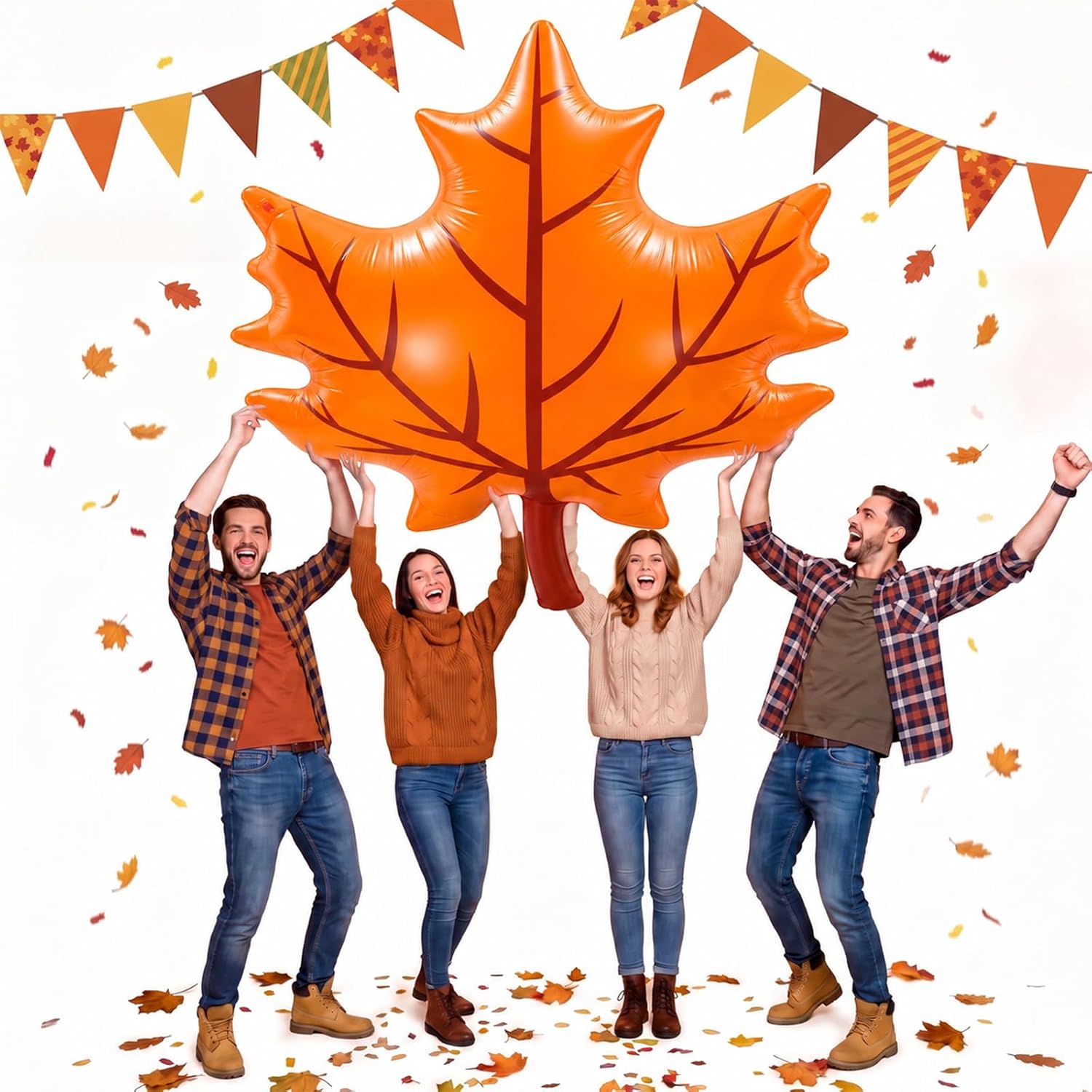 70 Inch Giant Inflatable Maple Leaf, Blow Up Fall Decor