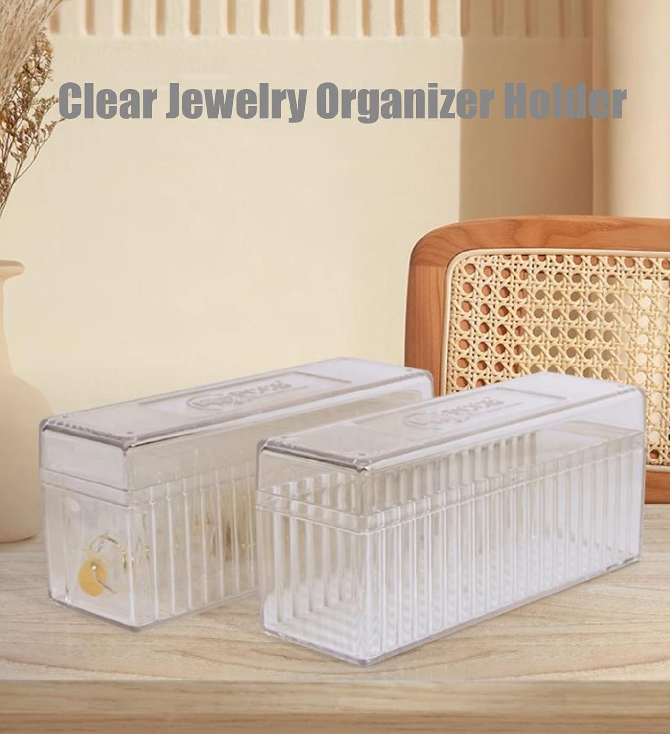 Acrylic Jewelry Box Organizer With 20 Portable Anti Tarnish Jewelry Bags, Clear Jewelry Organizer Holder, Jewelry Organizers And Storage, for Earrings Rings Women Girls (Box+20PCS Bags)
