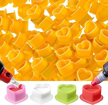 200pcs Tattoo Ink Cup Heart-shaped Disposable Silicone Tattoo Pigment Cup Eyebrow Eyeliner Lip Color Pigment Cup Tattoo Pigment Holder (Orange)
