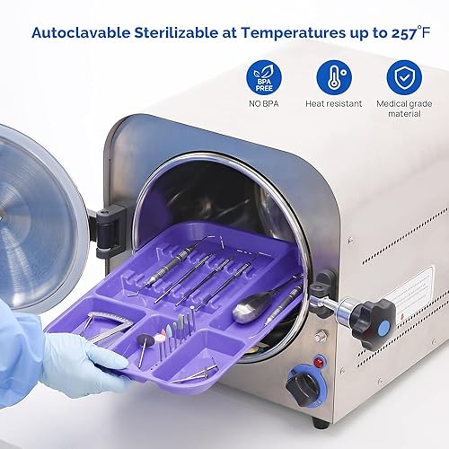 Miniatura 30 de JMU 20 bandejas para instrumentos dentales autoclave de plástico divididas separadas tamaño B para tatuajes médicos y salón de belleza, color morado