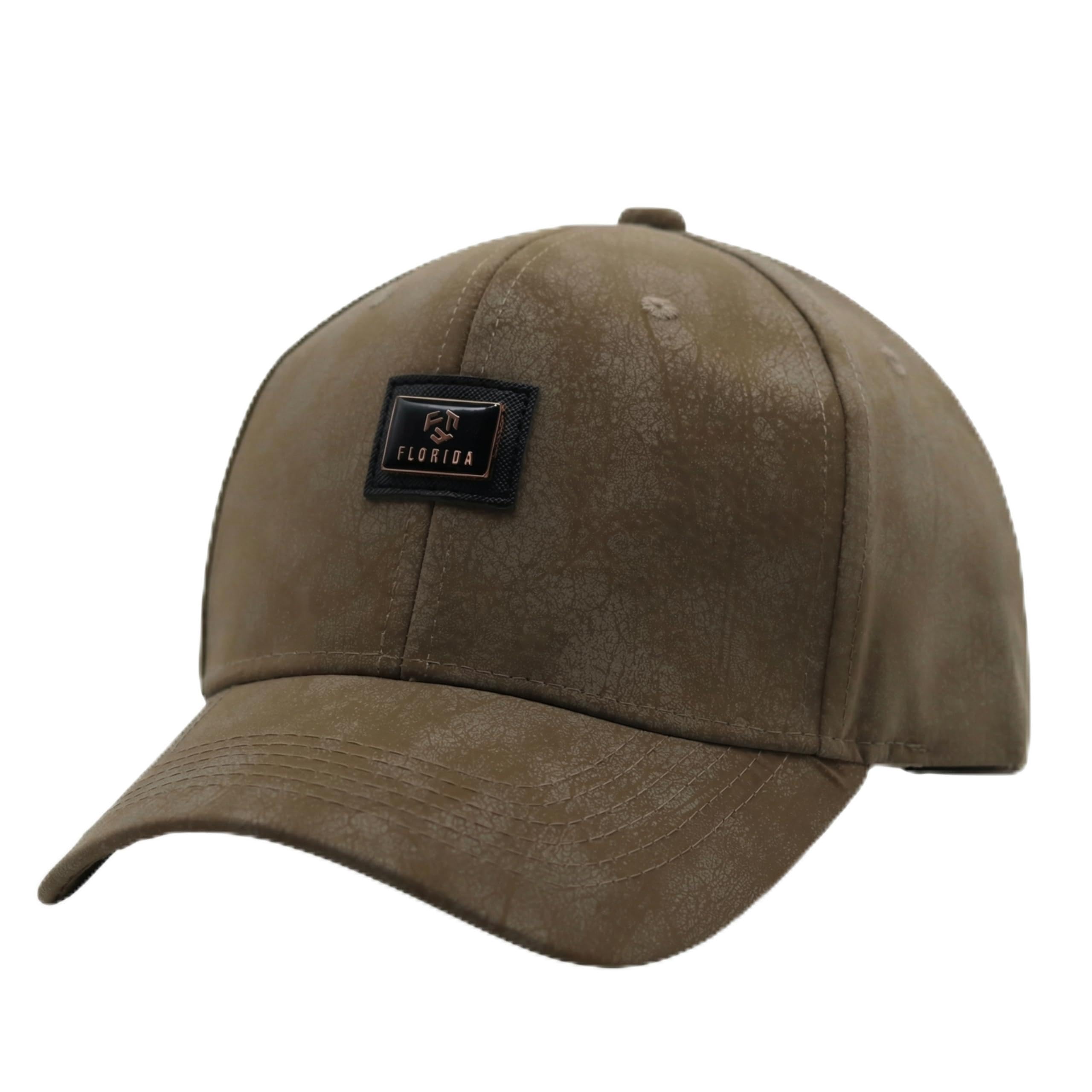 Premium Men’s Leather Baseball Cap with Embroidered Patch, Adjustable Fit, Lightweight Comfortable Casual Wear Hat