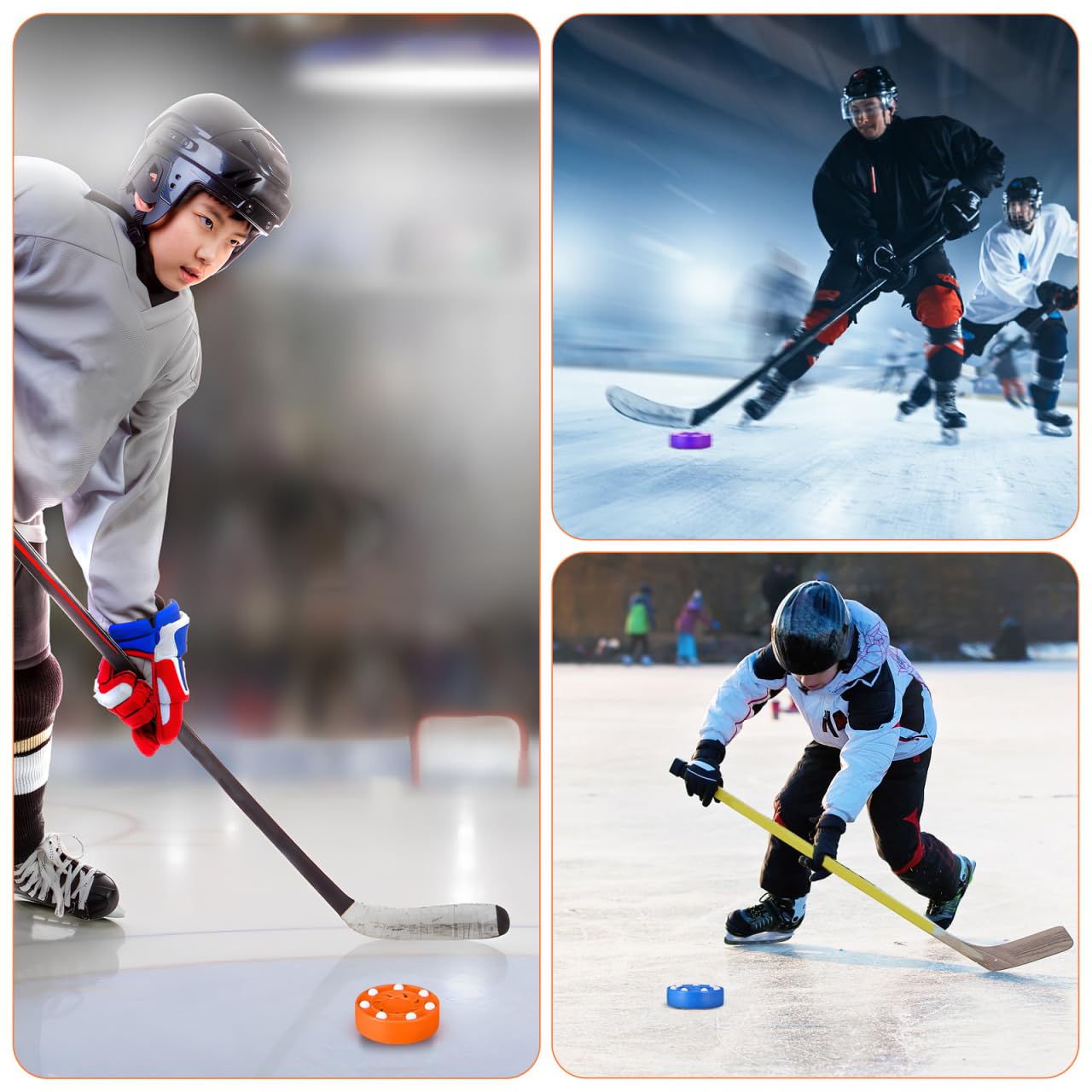 BESPORTBLE Eishockey Pucks 6er-Set - Straßenhockey Pucks aus ABS für Indoor/Outdoor, Inline Hockey Training - Bunt & rutschfest Kinder & Erwachsene