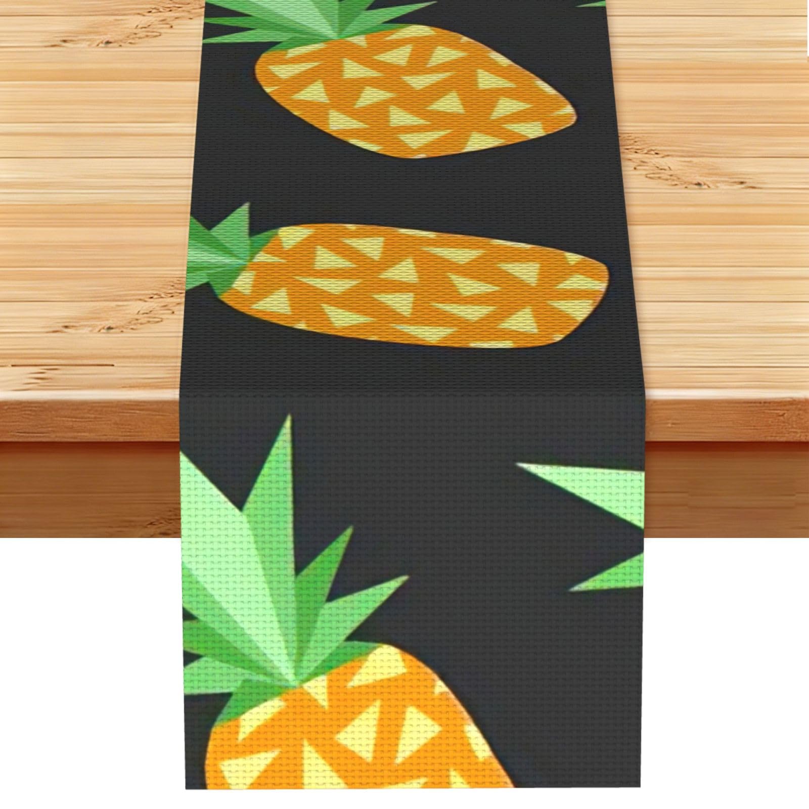 Aacxzff Black Linen Pineapple Print Table Runner For Everyday Use,Special Occasions,Wedding Birthday Home Decor