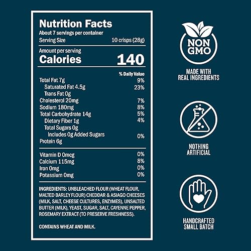 Miniatura 10 de John Wm. Macy's CheeseCrisps  Asiago y Cheddar  Galletas de masa madre dos veces horneadas hechas con queso envejecido 100% real, sin OMG, nada