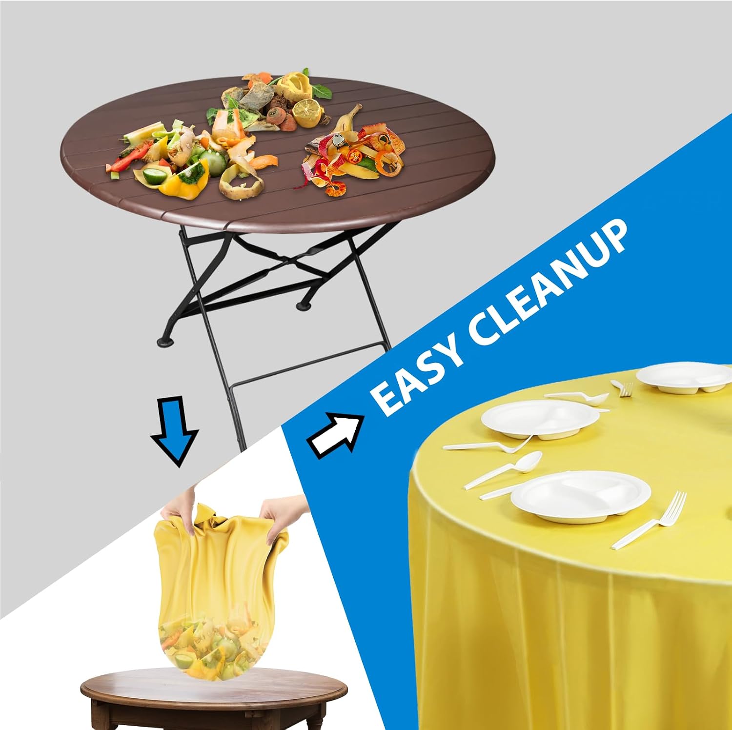 Disposable Round Tablecloths - 12 Pack, Assorted Colors, Plastic, Spill & Stain Resistant, 81" x 84"