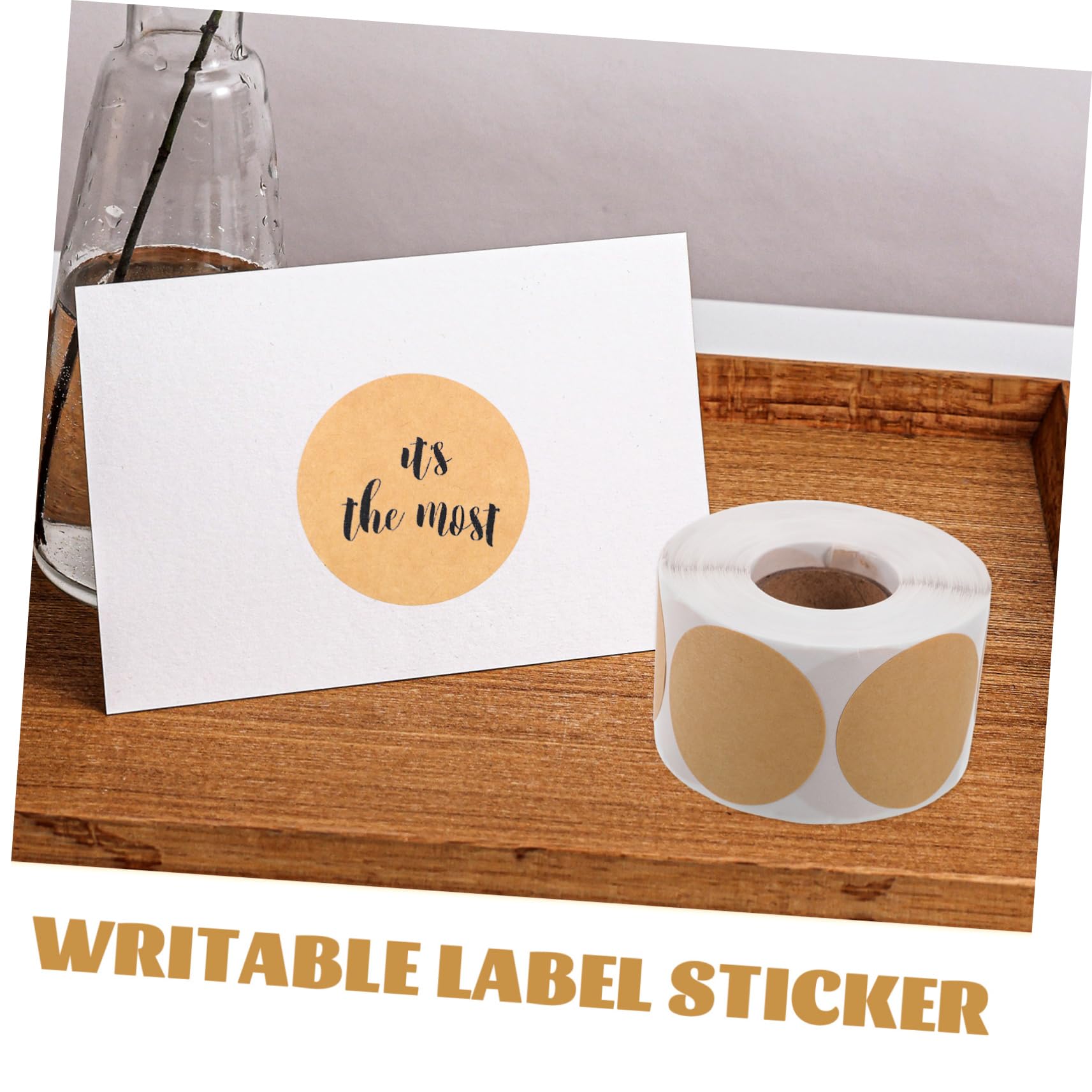 DOITOOL 5 Etichette Adesive Rotonde Kraft Adesivi Vuoti per Organizzazione e Decorazione per Barattoli Regali e Hobby e