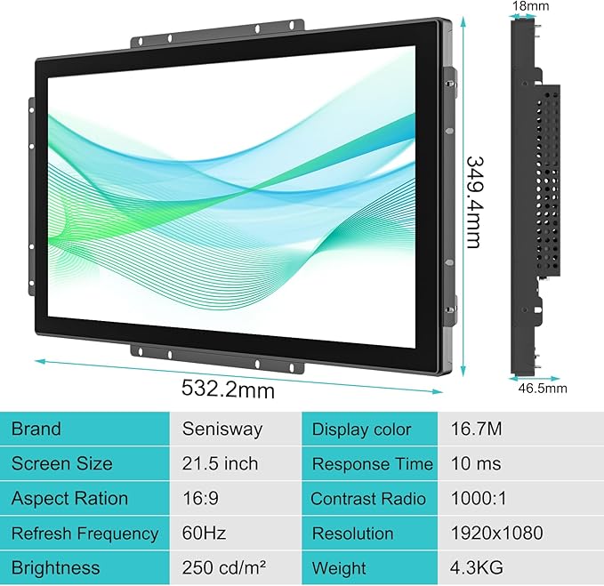 Monitor Táctil Industrial 21.5 Pulgadas Full HD Resistente miniatura 6