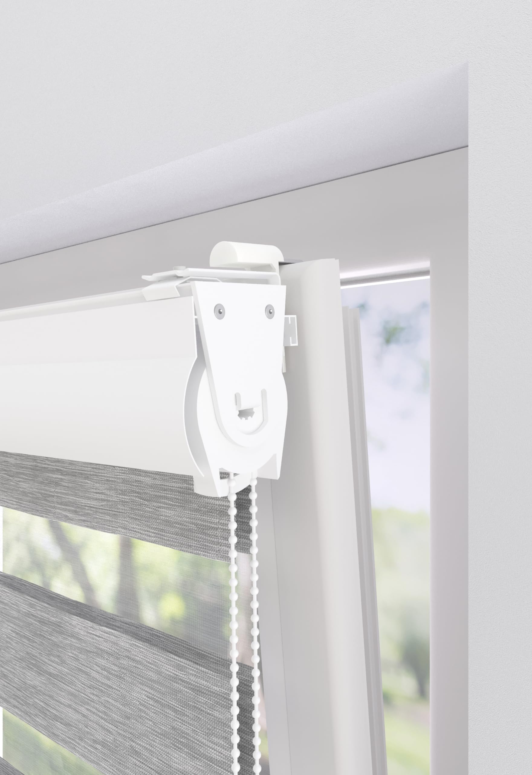 EFIXS Doppelrollo mit Kassette Montage Wand/Decke mit Bohren Breiten: 40-220, Höhe: bis 240 Hier: BxH (80 x 175) cm (Grau Struktur) Premium Duorollo, oder ohne Bohren mit Klemmhalter am PVC-Fenster
