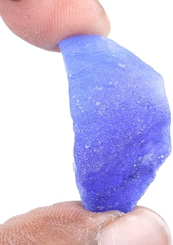 Miniatura 4 de REAL-GEMS Piedra preciosa suelta áspera áspera de zafiro azul natural de 28 quilates para tapar AXA-367, Gema, azul