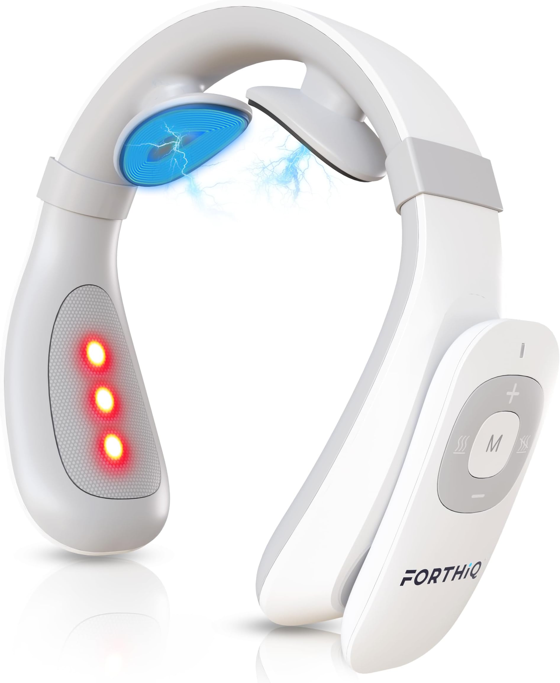 FORTHiQ Neck TENS Machine with Heat, Electric Neck Massager for Pain Relief, 15 Levels Deep Tissue Massage, Portable and Soothing | 15 Levels Deep Tissue Massage, Cordless Portable and Soothing, FSA-HSA Eligible, Ideal Gift for Office Home Travel