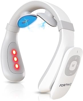 FORTHiQ Neck TENS Machine with Heat, Electric Neck Massager for Pain Relief, 15 Levels Deep Tissue Massage, Portable and Soothing