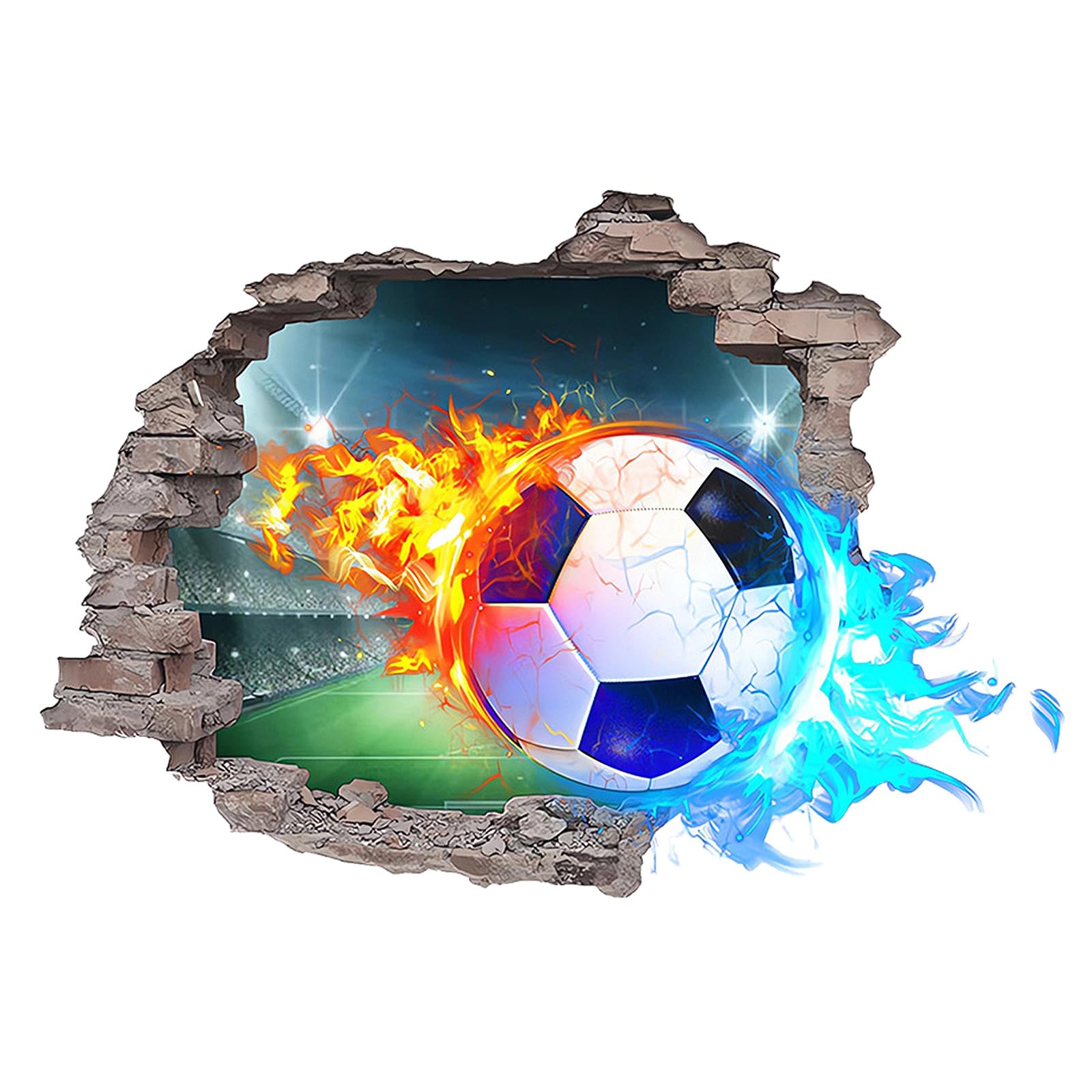 YunBey Football Wall Sticker 3D Boys Bedroom Wall Stickers Football Wallpaper Bedroom Accessories Decoration Children's Room Teenager's Room