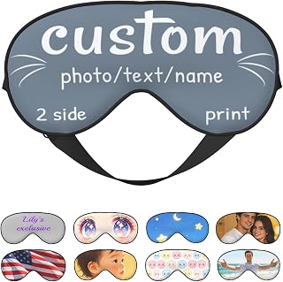 Custom Eye Mask with Photo Text Personalized Light Blocking Sleep Mask with Adjustable Strap for Pressure-Free Sleeping for Women Men Travel Nap, Meditation, Noon Break Sleep Aid, SlateGray