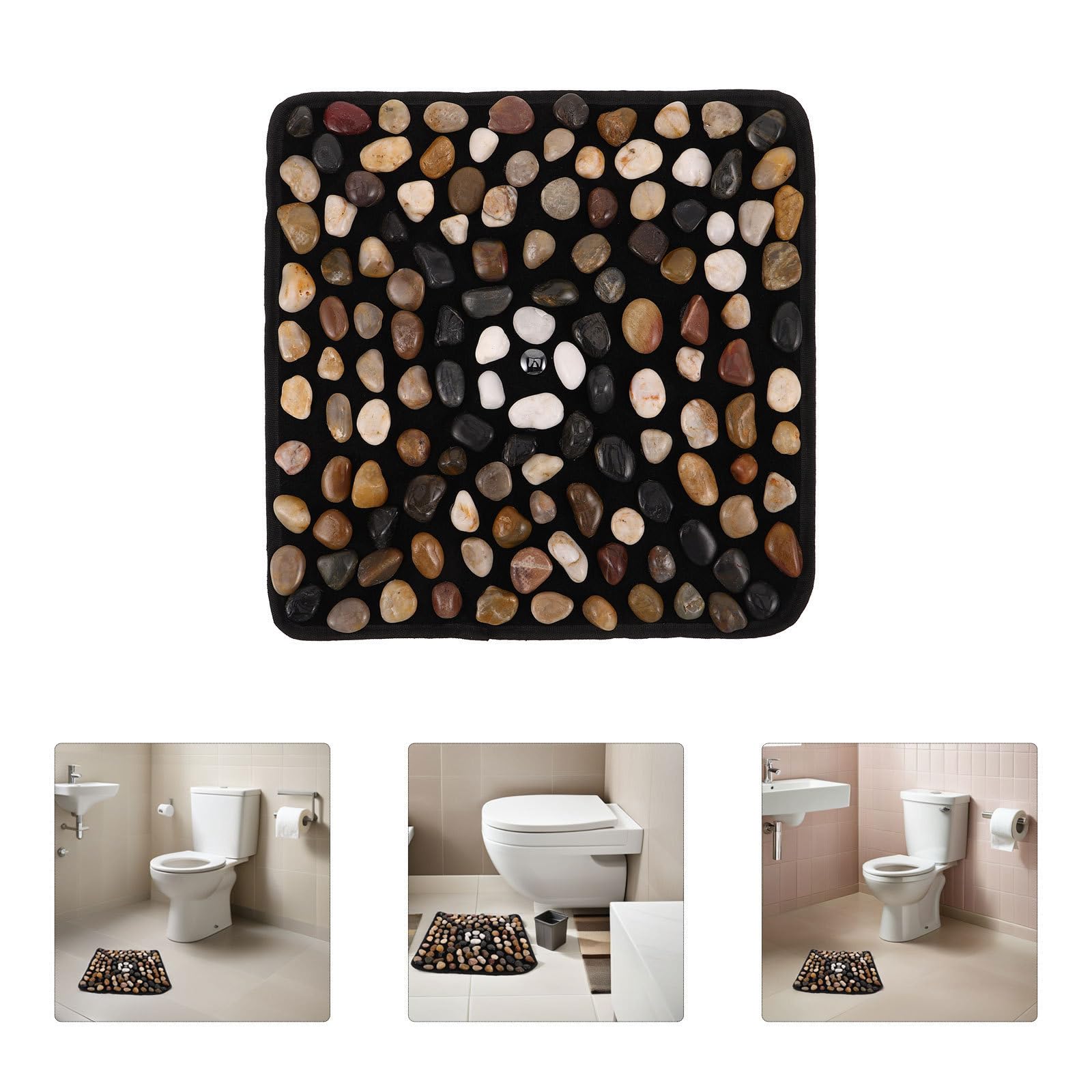 Kichvoe Alfombrilla de Baño Antideslizante de Piedras Naturales Masaje Relajante y Diseño en Patrón de Guijarros para Bañeras y Ducha Hogar