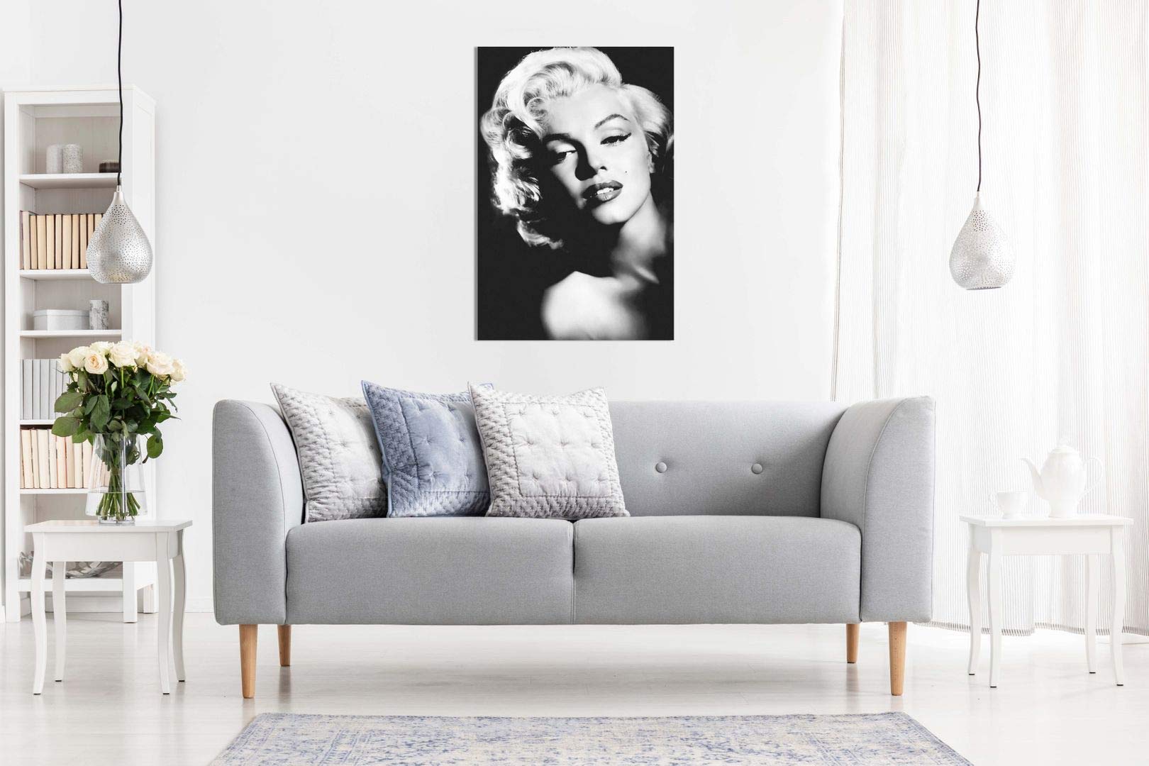 MARILYN MONROE Print Schwarz und Weiß Leinwand Kunstdruck Bild, schwarz/weiß, A0 91x61cm (36x24in)