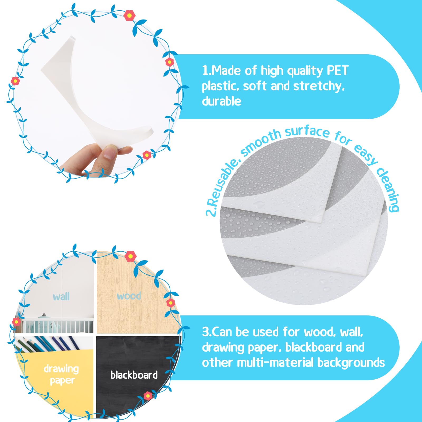 16 stencil circolari grandi, 6 – 25 cm, riutilizzabili, in plastica, rotondi, grandi stencil per pareti, legno di carta, progetti artistici per la casa (cerchio, 8 misure