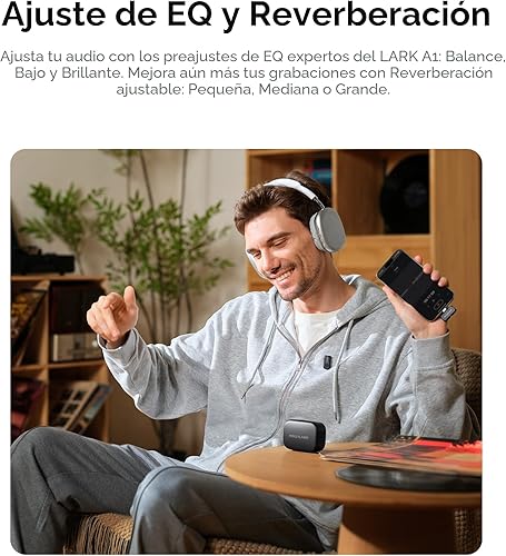 Miniatura 4 de Micrófono inalámbrico Hollyland Lark A1 para iPhone 17/16/15 y Android, 48kHz/24-bit, cancelación inteligente de ruido de 3 niveles, micrófono mini