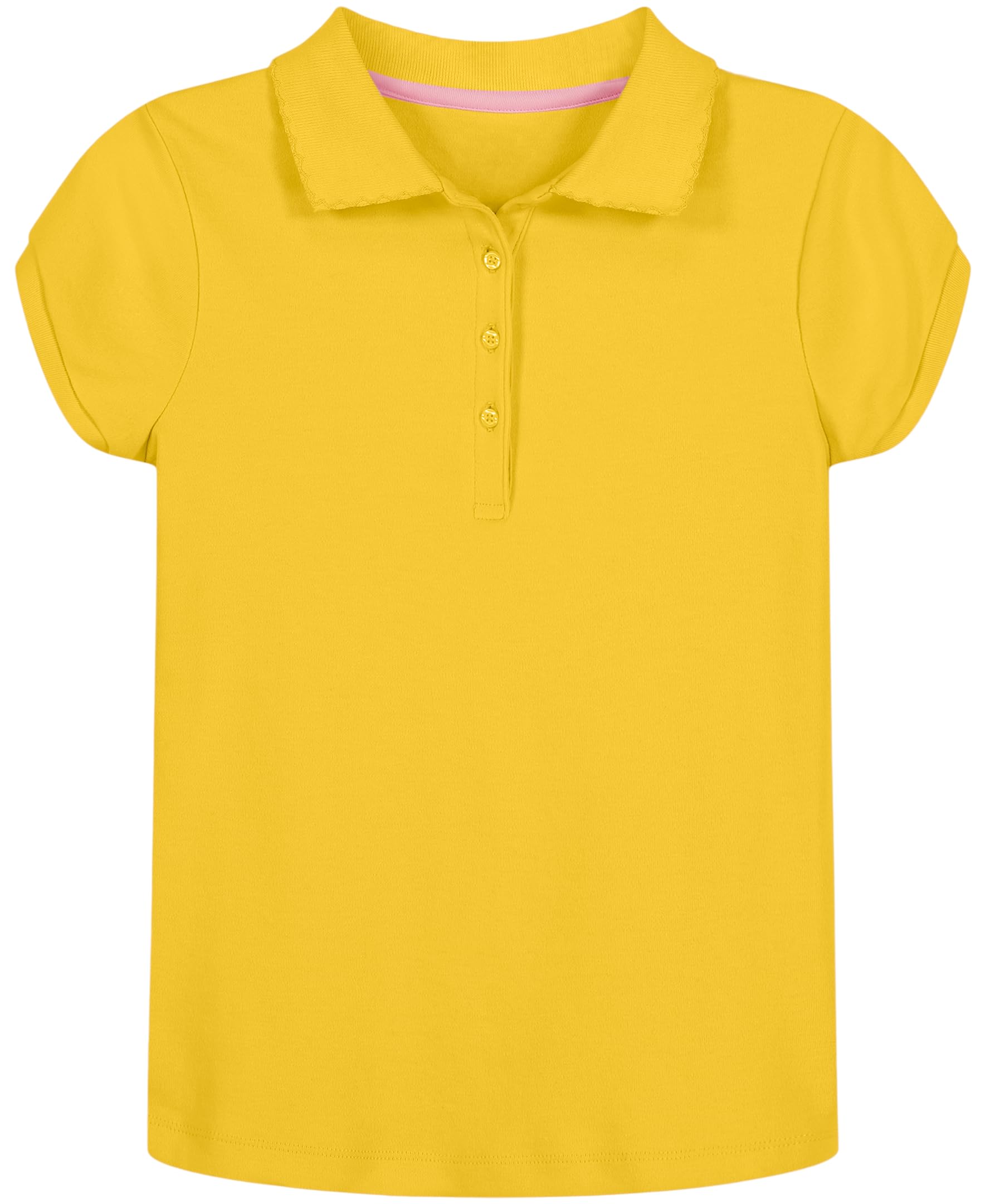 Nautica Girls' School Uniform Short Sleeve Polo Shirt, Button Closure, Soft Pique Fabric