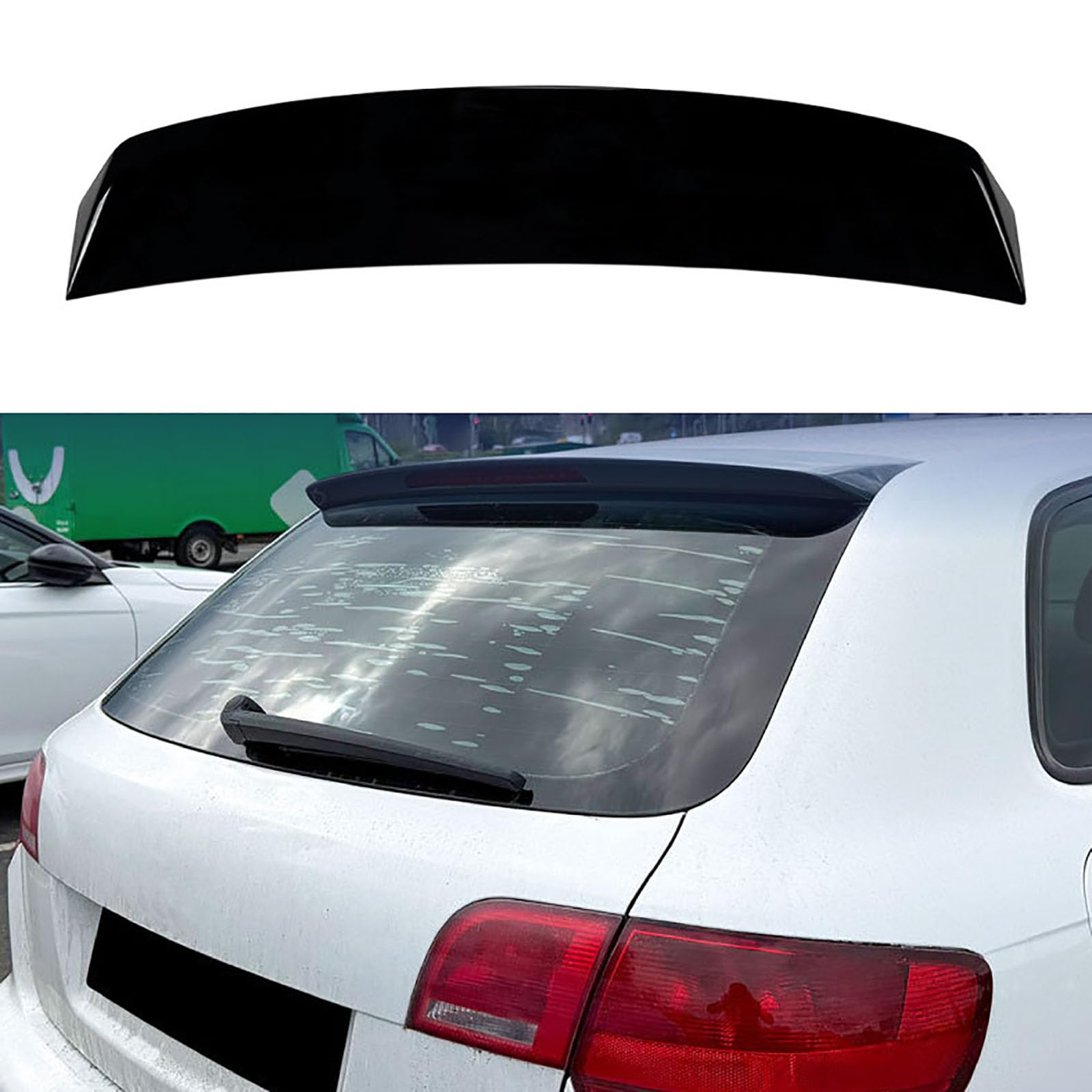 YPFYBHD Compatible with Audi A3 8P 5-Door 2004-2013, Car Rear Roof Trunk Spoiler Wing Air Deflector Tuning Exterior Accessories,glossy black