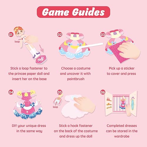 Miniatura 4 de Toi Muñeca de papel de vestir para niñas a partir de 4 años, juego de muñecas de papel reutilizables con caja de almacenamiento para armario,
