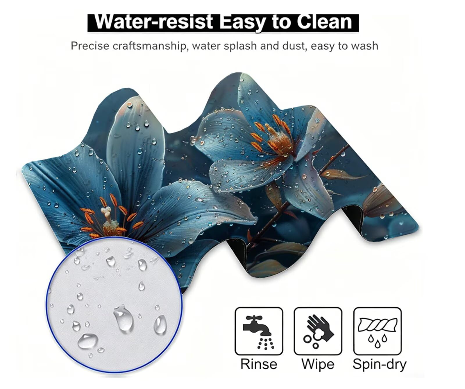 Tappetino Mouse Giglio Tappetino Mouse XXL 150x80 cm Mouse Pad Blu Sottomano Scrivania Ufficio Grande, Mousepad Gaming Antiscivolo Impermeabile, Tappeto per Computer e Tastiera, Gamer, Regalo W6-765