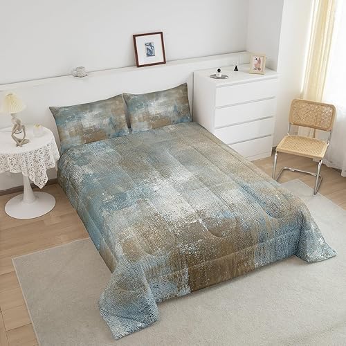 Miniatura 3 de Erosebridal Juego de edredón marrón grunge tamaño King, juego de ropa de cama gris acuarela, degradado degradado, edredón abstracto de teñido