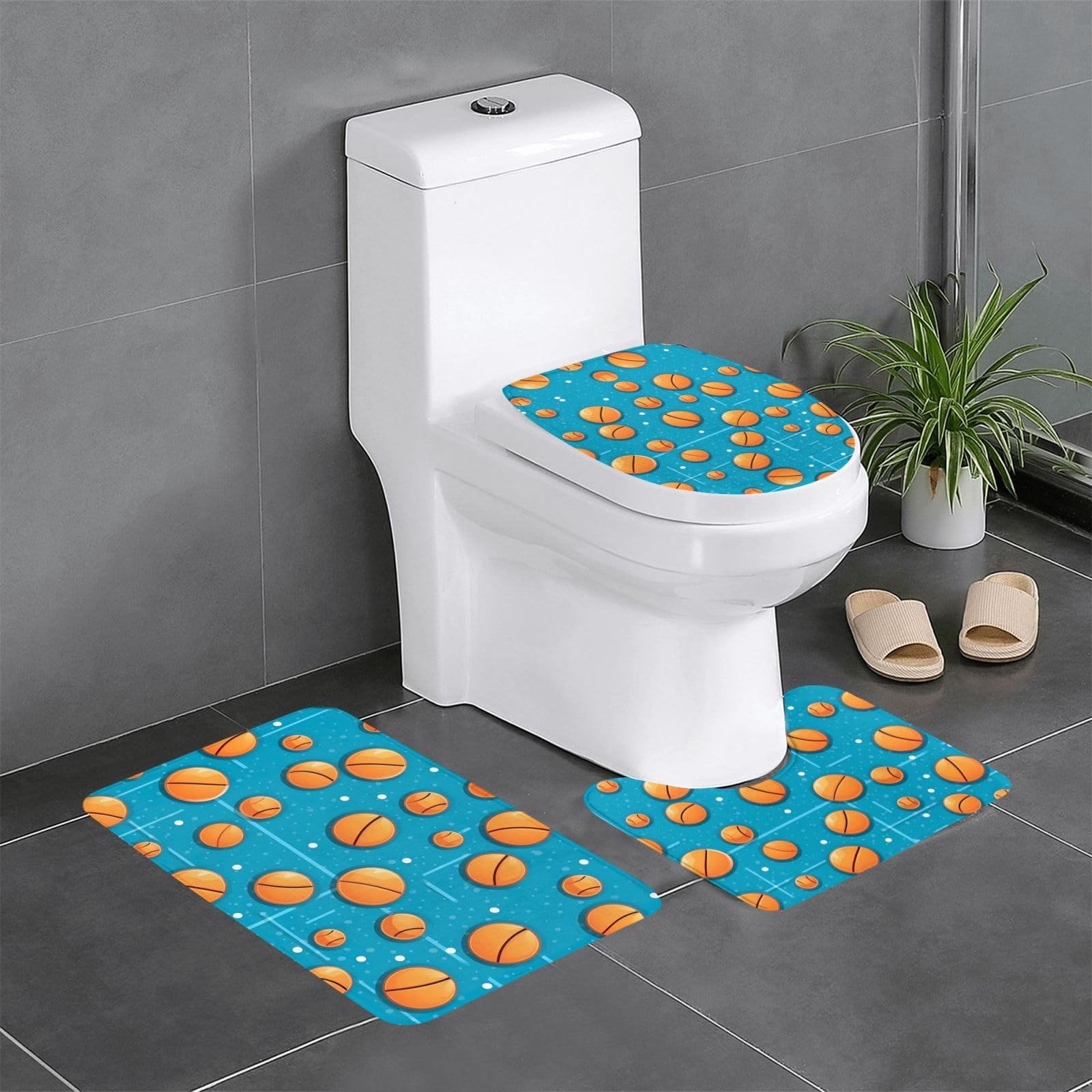 Tapis de salle de bain basket-ball pour une décoration de coiffeuse et WC sportive