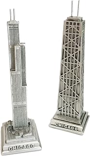 Chicago Pewter-Look Statue Collectors Gift Set of 2 - Willis (Sears) Tower and Hancock Building