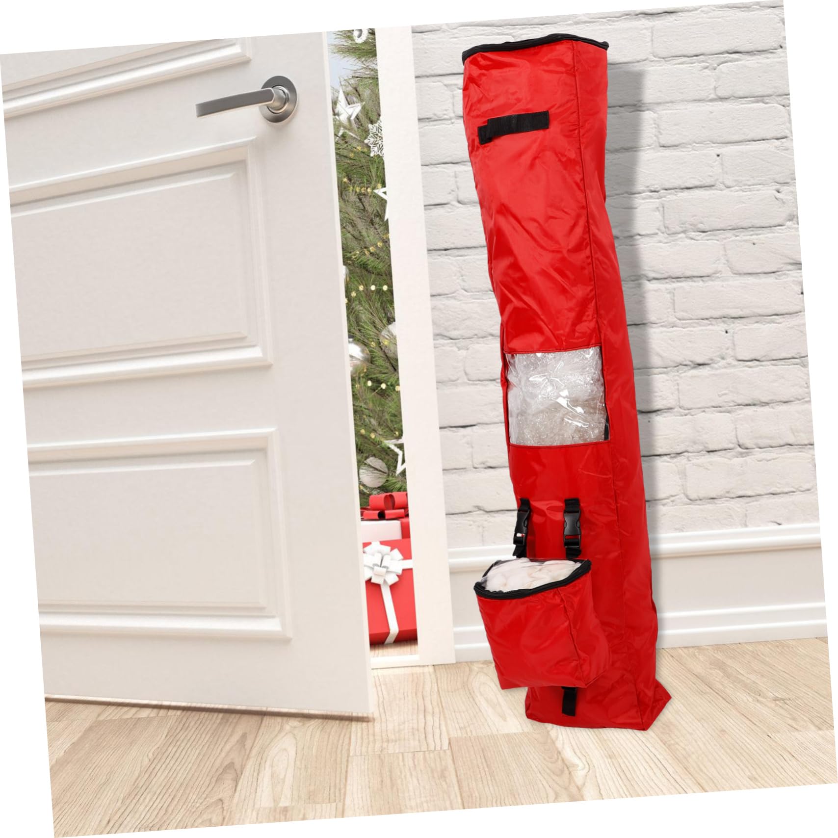 LABRIMP Weihnachtlicher Geschenkpapier Organizer aus Oxford Faltbare Aufbewahrungstasche für Geschenkpapierrollen Praktische und Platzsparende Lösung für Weihnachten mit Verstärktem und